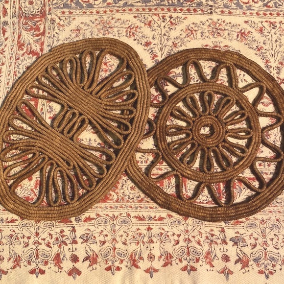 VTG Boho Trivets Raffia Retro Woven Table Kitchen Decor Wicker Rattan Hot Pads - Picture 5 of 6